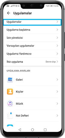 Telefonunuzdan Uygulamalar kısmına girin.