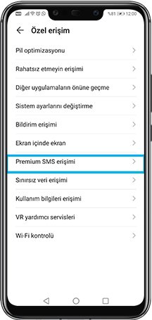 Telefonunuzdan Premium SMS erişimi kısmına girin.