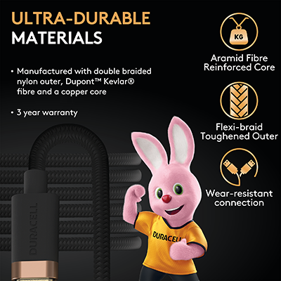 Duracell USB7012W 1M USB-A to Lightning